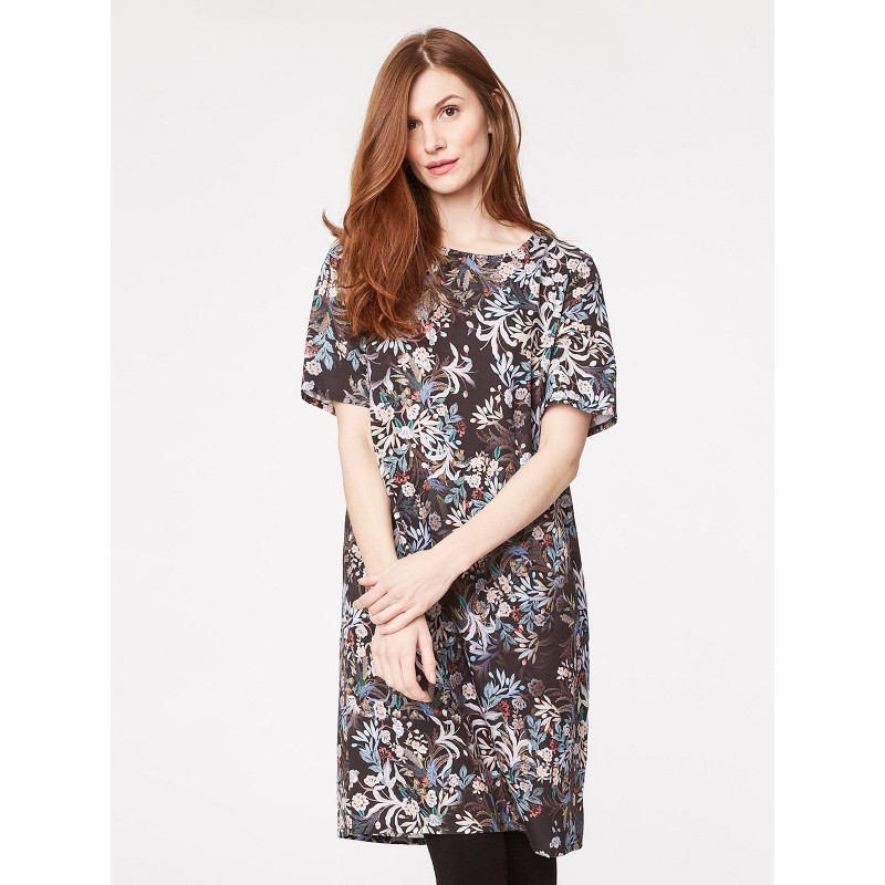 Natural flower lyocell dress with flowers