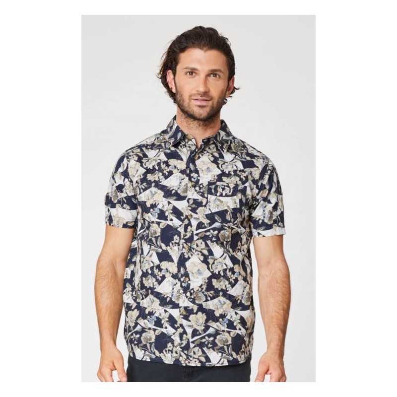 organic mens floral short sleeve shirt