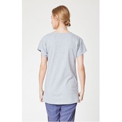 T-shirt gris Haut femme en coton bio blanc