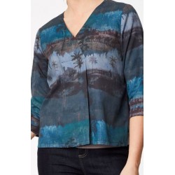 Printed lyocell Jersey Back Top