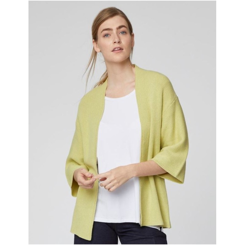 gilet cardigan  pour femme en laine et coton  bio vert  anis