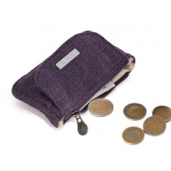 Petit porte-monnaie en chanvre et coton bio : kaki, gris, prune
