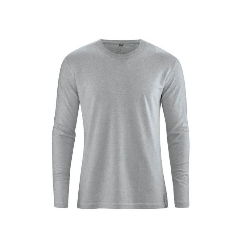 Grey hemp t-shirt Man long sleeves