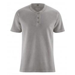 Taupe t-shirt with button tape in pique style