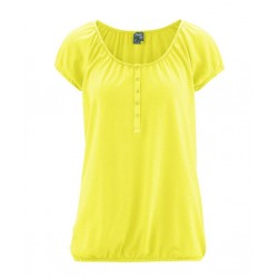 Yellow Women's short-sleeved round-neck hemp t-shirt