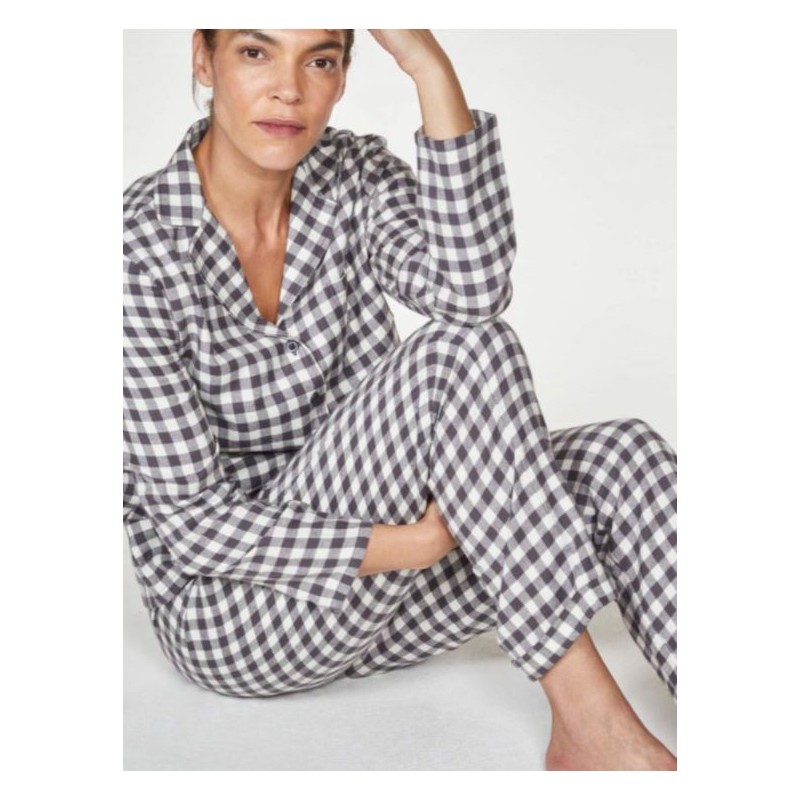 slaap Gezag matras Pyjama 100% coton bio à carreaux pour femme doux et confortable avec sac
