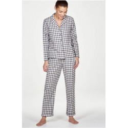 Pyjama 100% coton bio à carreaux pour femme doux et confortable avec sac