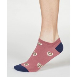 lily leopard heart bamboo trainer socks