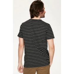 Striped hemp t-shirt for Men short sleeve black and white