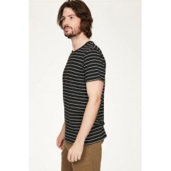 Striped hemp t-shirt for Men short sleeve black and white