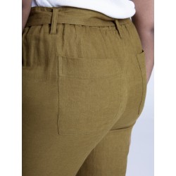 Hemp Belted Cargo Trousers - Caper Green