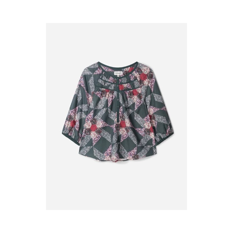 Top en chanvre et coton bio femme Patchwork