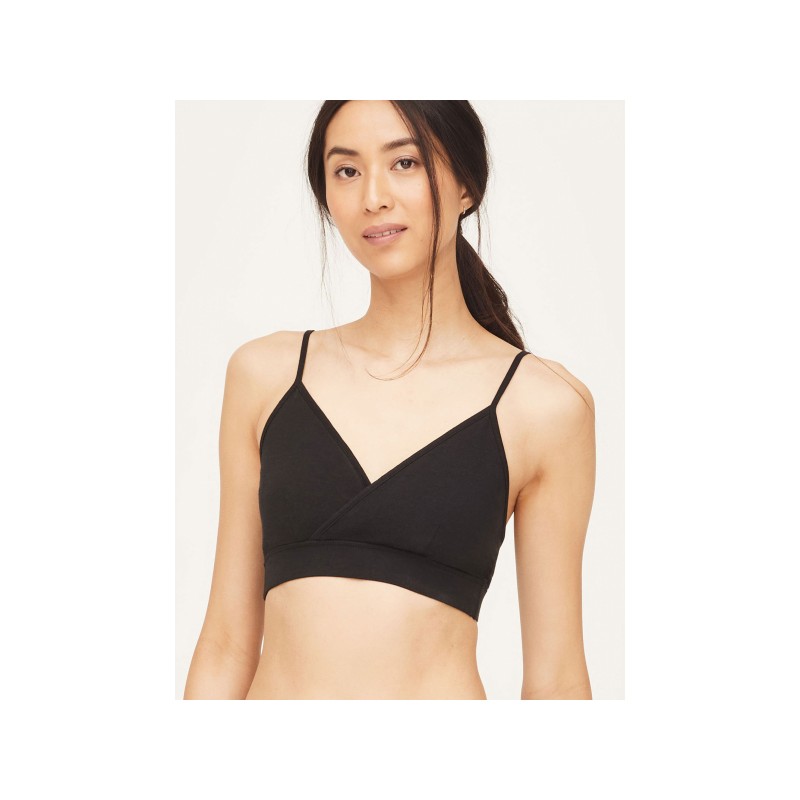 Black Organic Cotton Cross Front Bralette