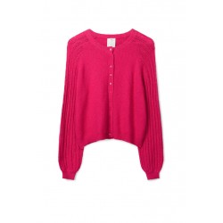 Organic Cotton Fluffy Cardigan - Radish Pink