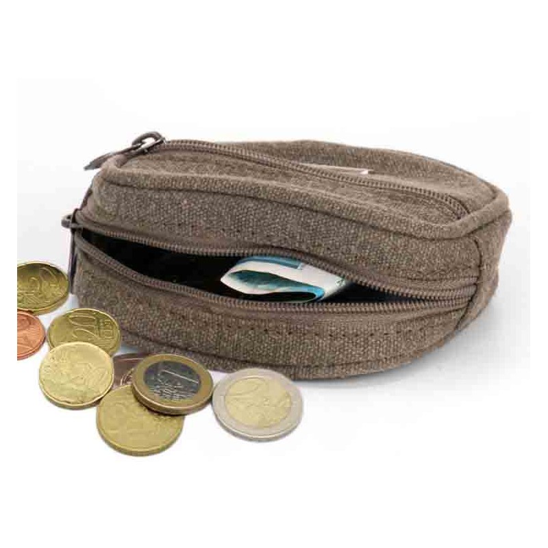Porte-monnaie en chanvre et coton bio : kaki, gris, prune